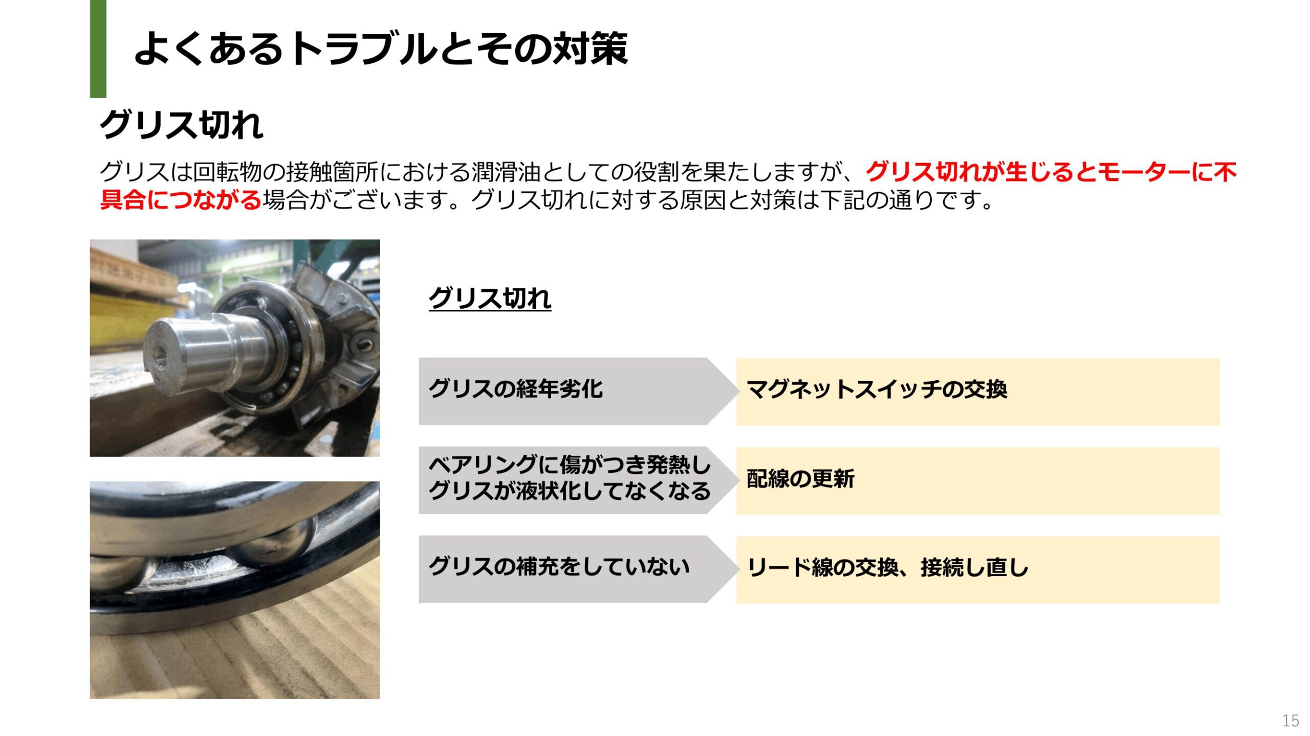 モーターのよくあるトラブルとその対策レポート｜モーターメンテナンス.com｜昭和電機株式会社